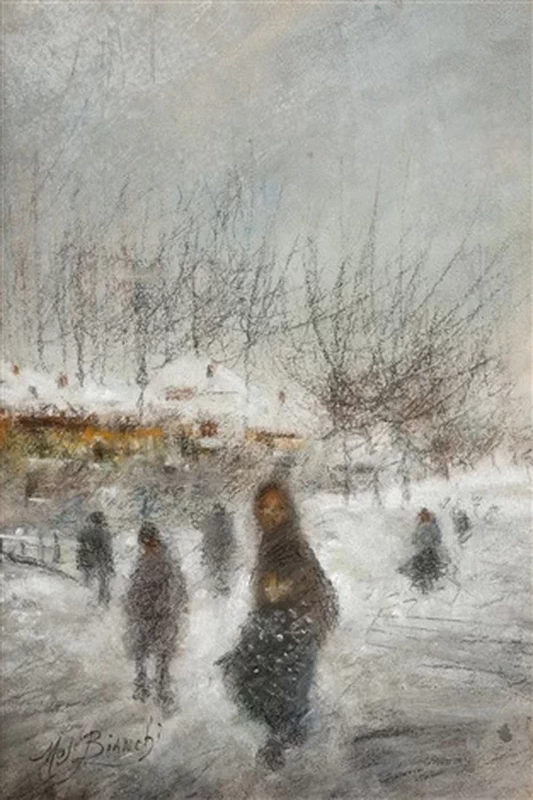 Paesaggio innevato con bambini